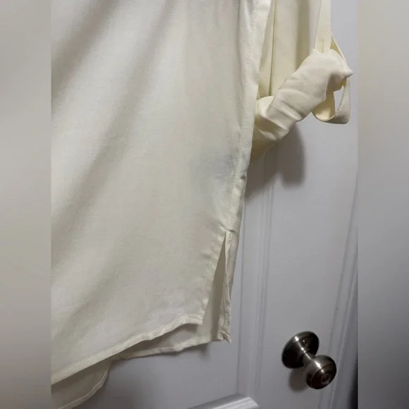 August Silk Women’s L Blouse Faux Suede Brown Cream Western Neutral Career EUC - Picture 16 of 16